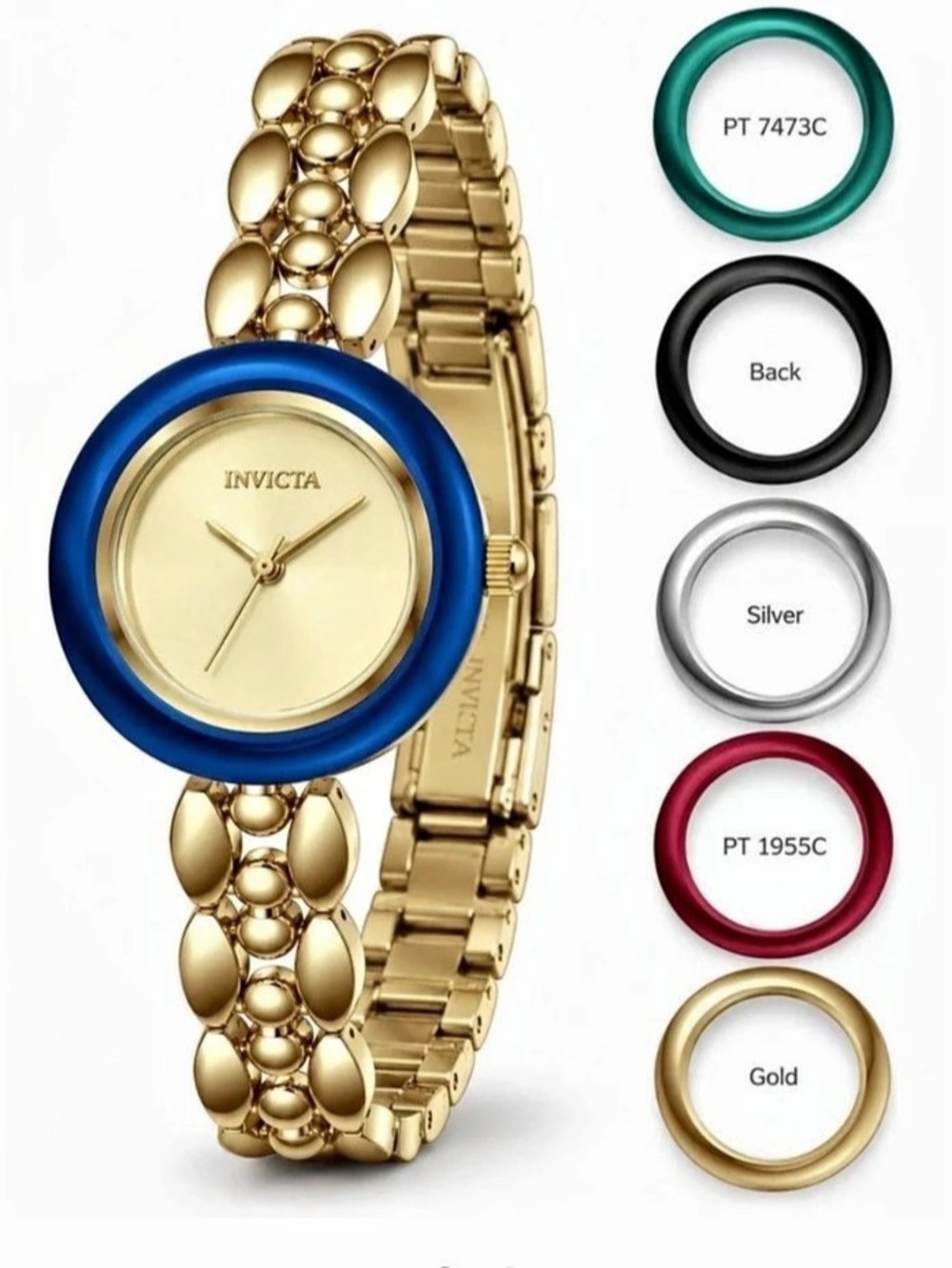 Invicta Interchangeable Bezel Angel Women's Watch - 33mm, Gold (70077)
